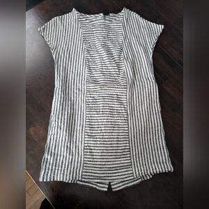 Madewell Daphne Striped Linen Blen Navy and White Women's Dress, Size XS